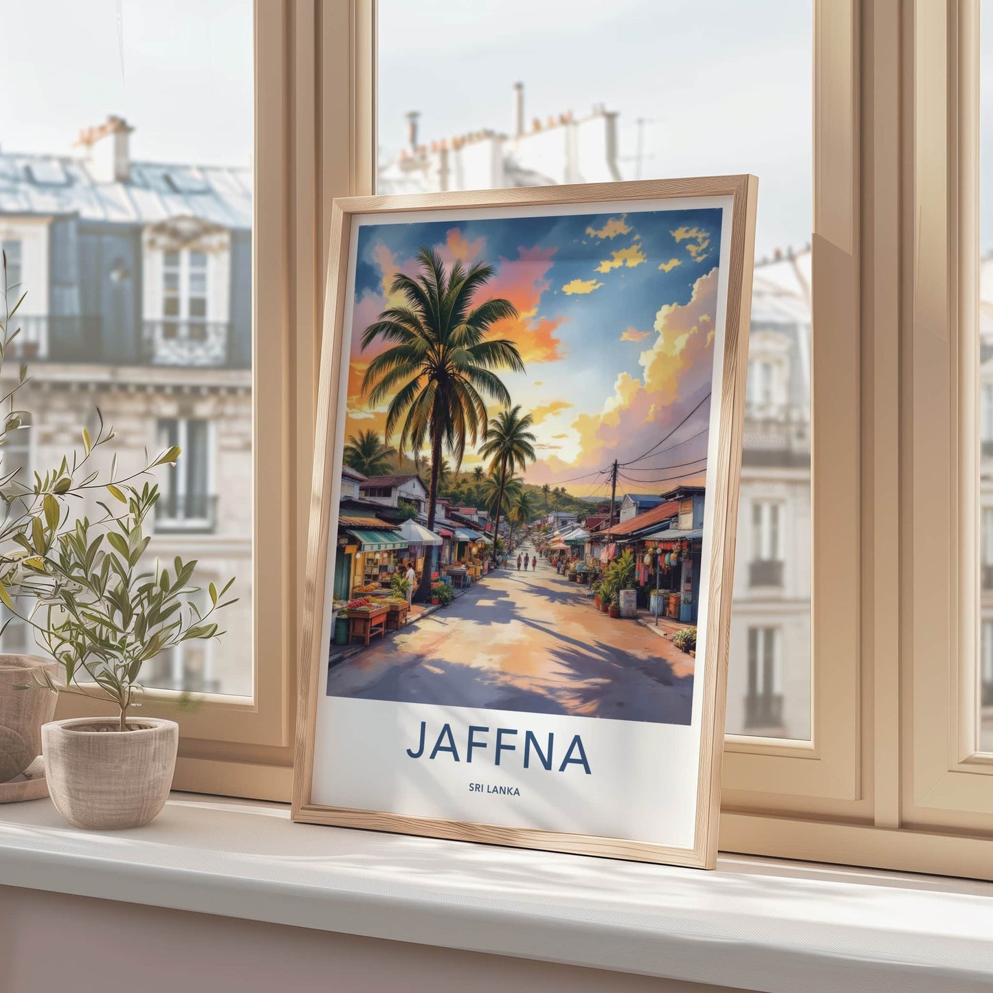 Jaffna Poster - Sri Lanka Travel Art - Sunset Palm Street Home Decor