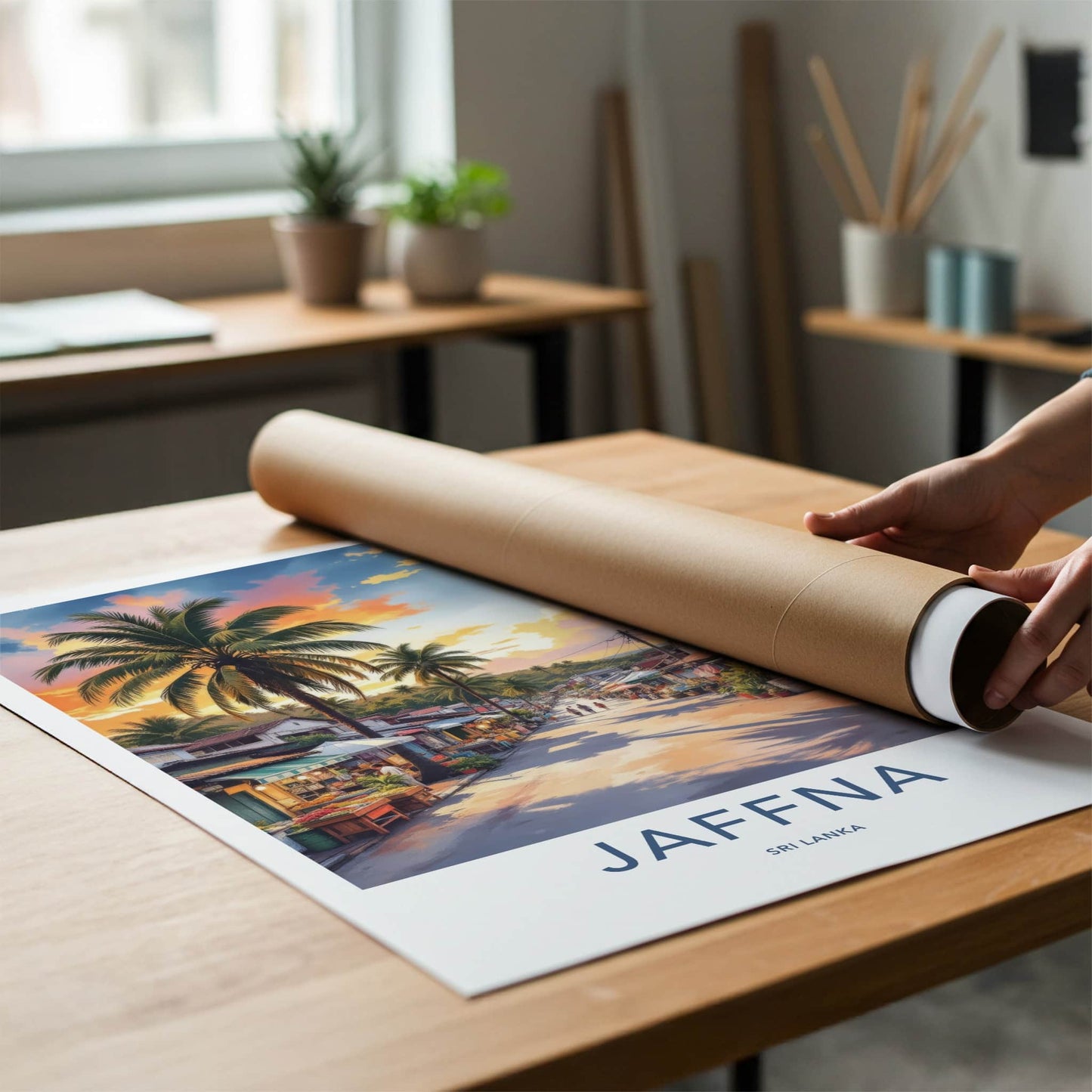 Jaffna Poster - Sri Lanka Travel Art - Sunset Palm Street Home Decor