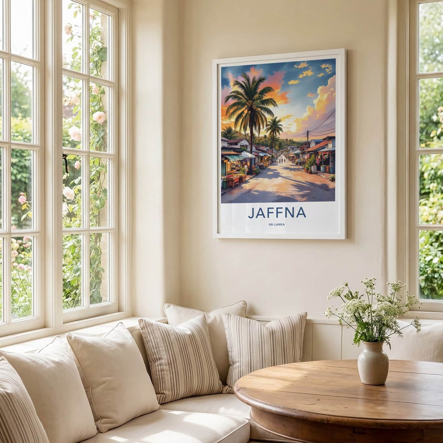 Jaffna Poster - Sri Lanka Travel Art - Sunset Palm Street Home Decor