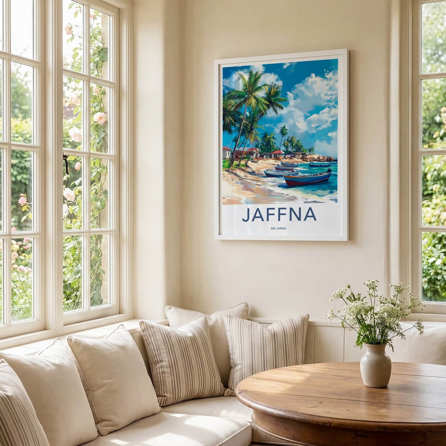 Jaffna Poster - Sri Lanka Travel Art - Tropical Beach Boats Home Decor