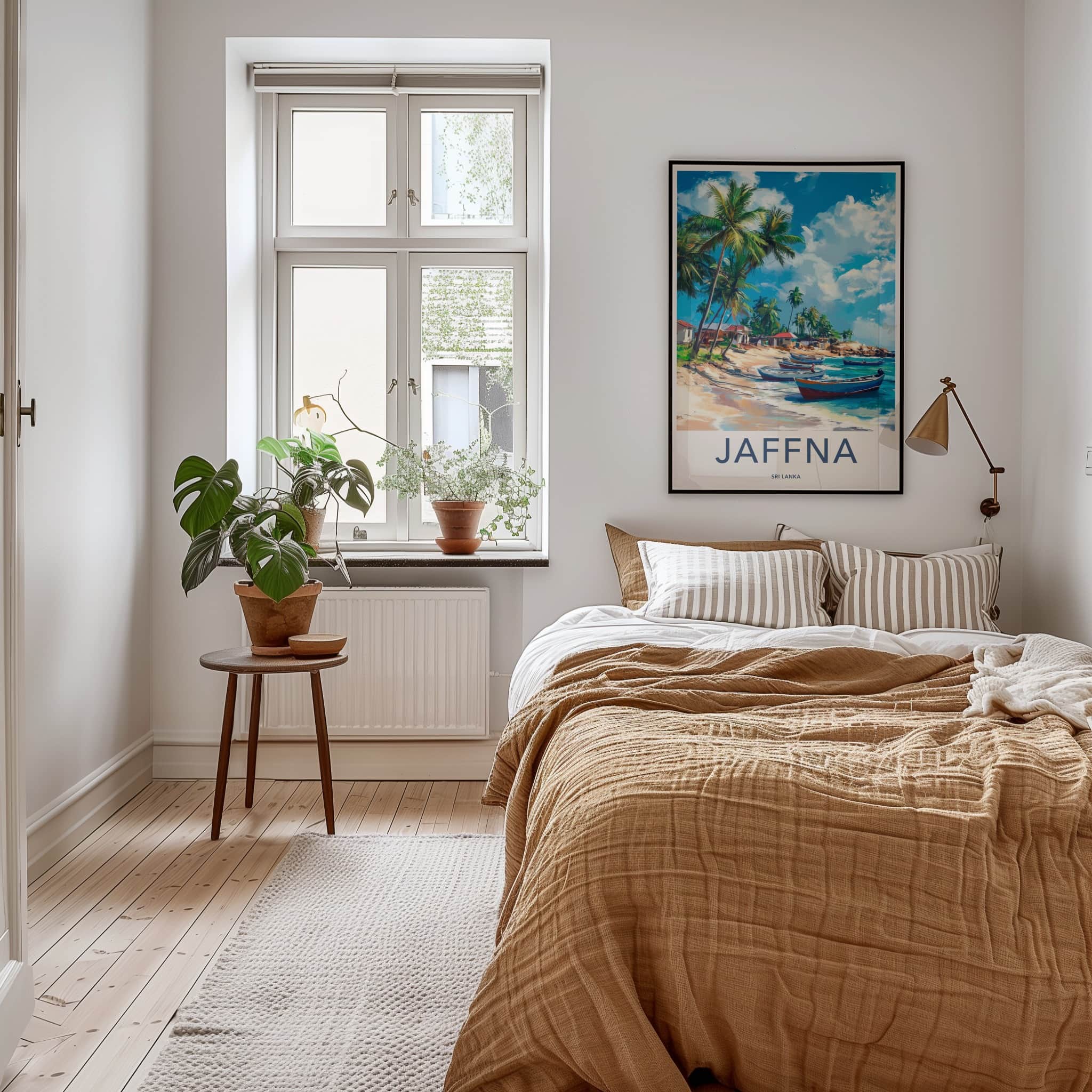 Jaffna Poster - Sri Lanka Travel Art - Tropical Beach Boats Home Decor