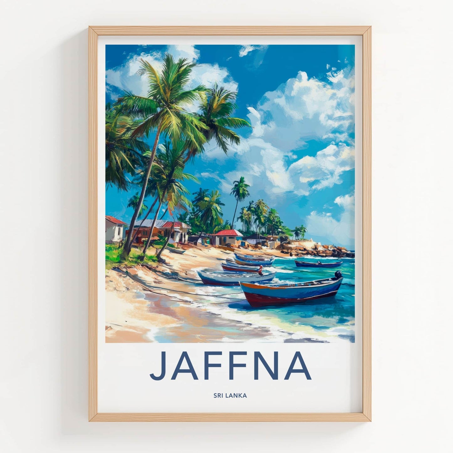 Jaffna Poster - Sri Lanka Travel Art - Tropical Beach Boats Home Decor