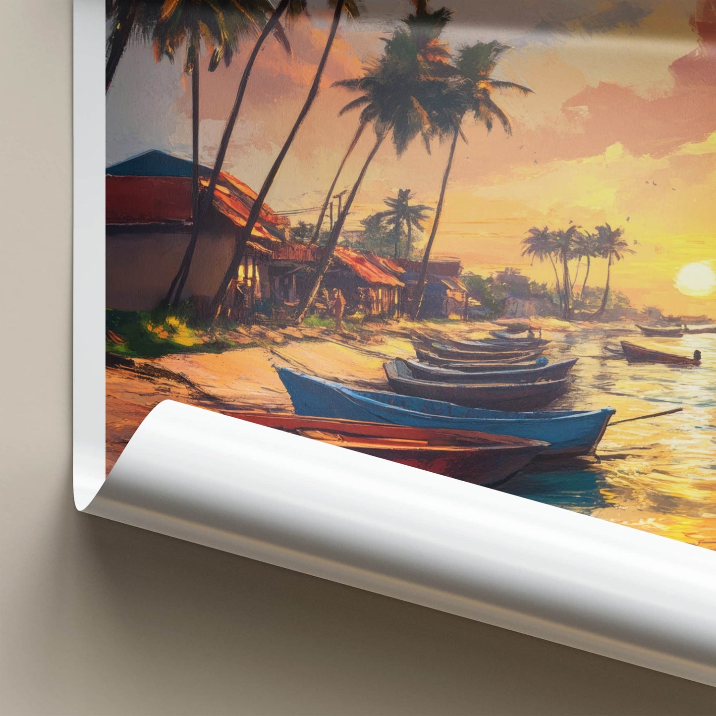 Jaffna Poster - Sri Lanka Travel Art - Tropical Sunset Boats Home Decor