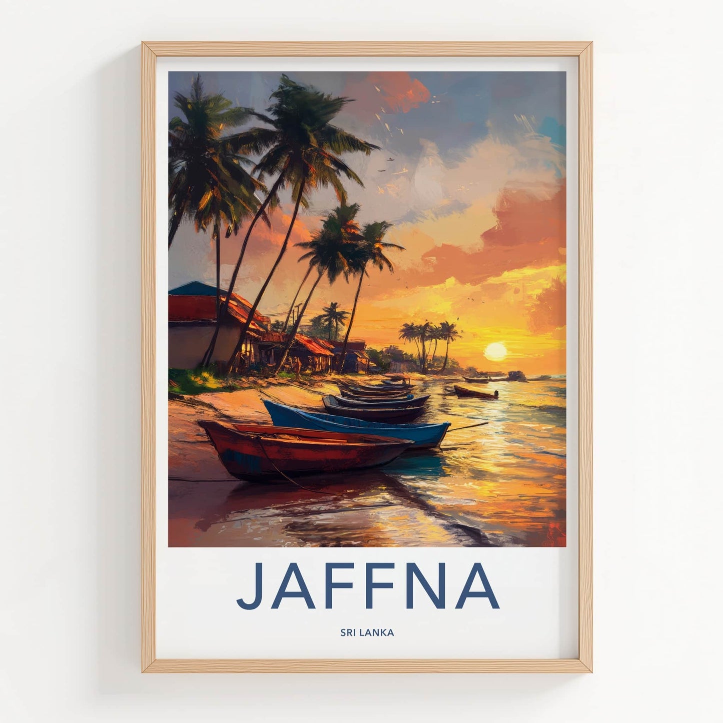 Jaffna Poster - Sri Lanka Travel Art - Tropical Sunset Boats Home Decor