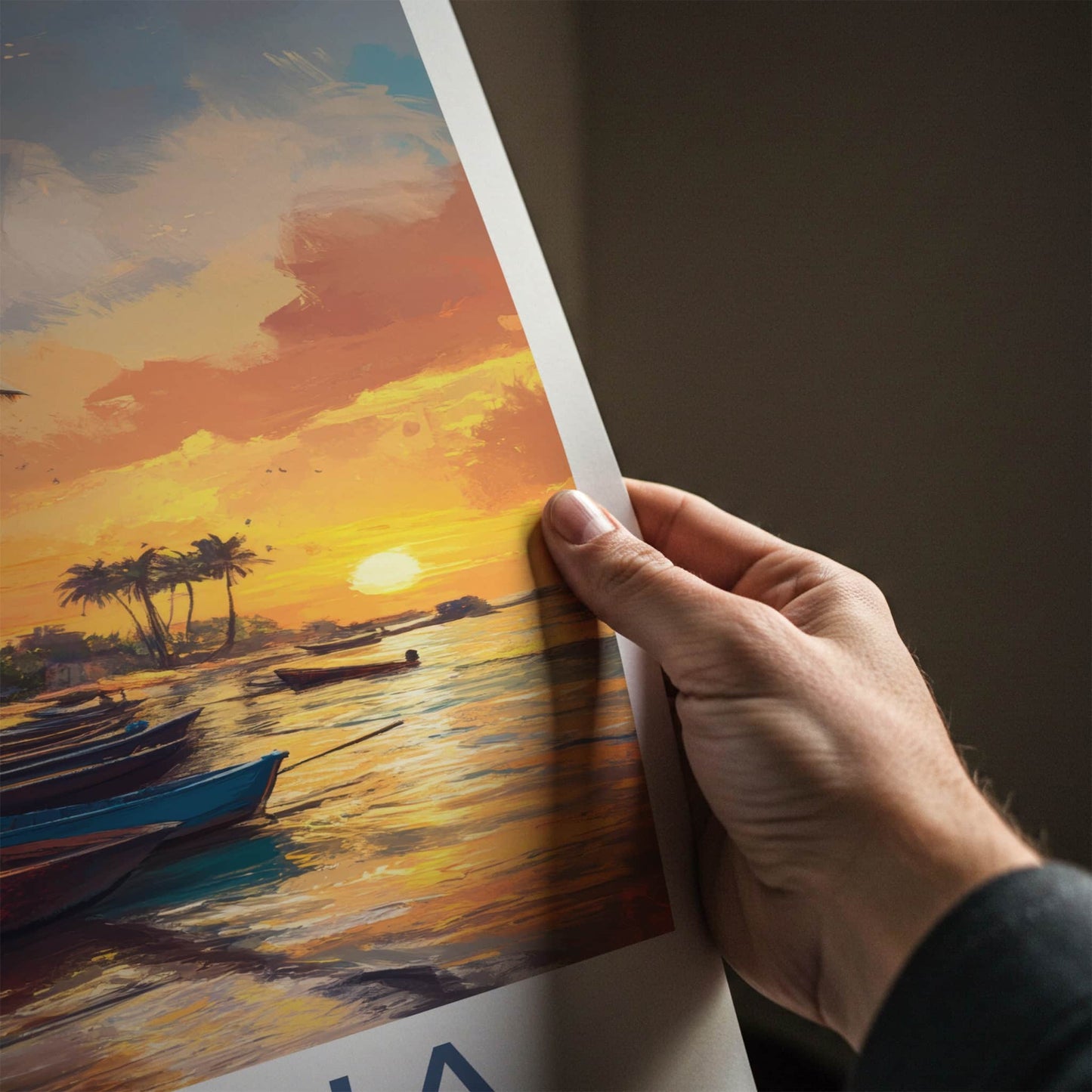 Jaffna Poster - Sri Lanka Travel Art - Tropical Sunset Boats Home Decor