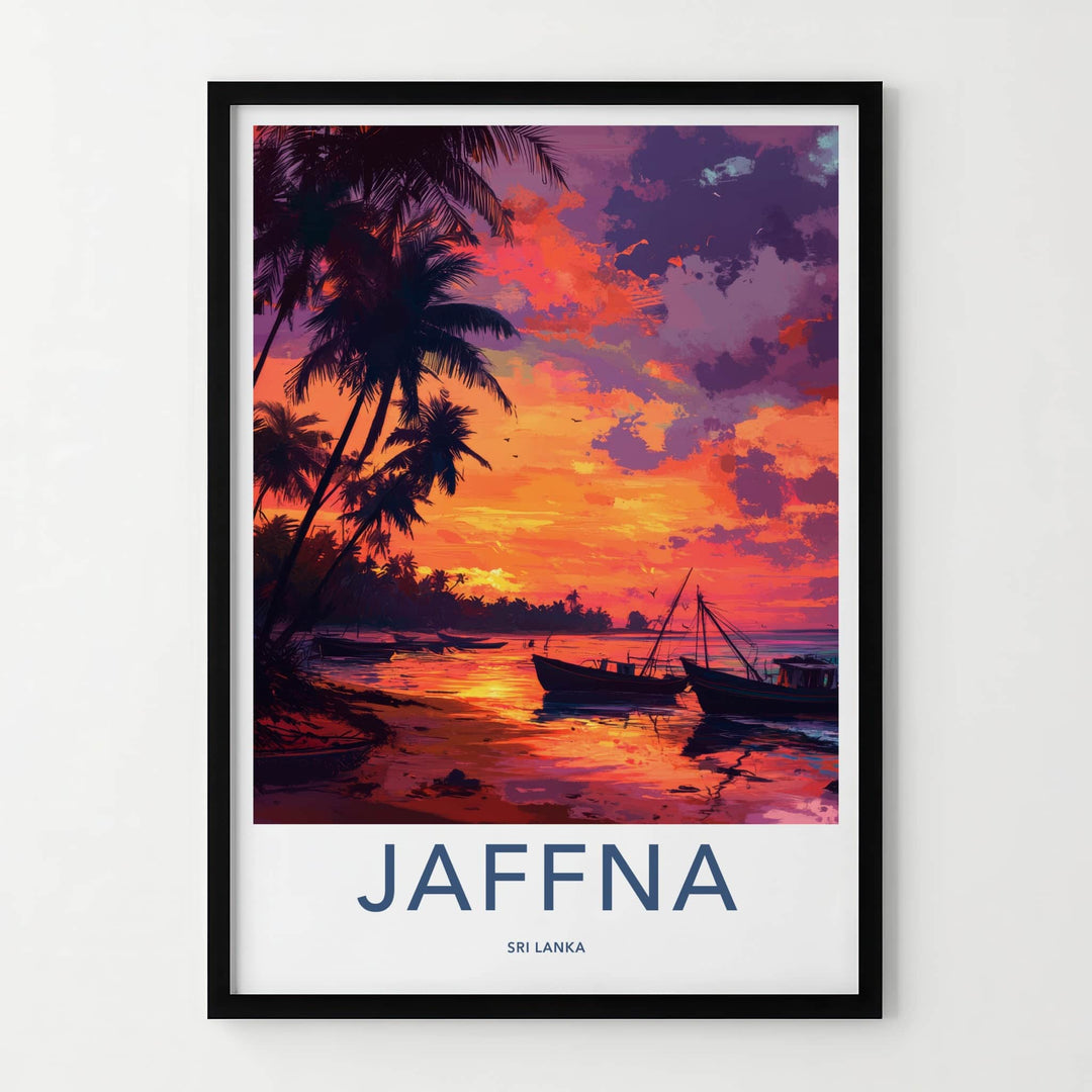 Jaffna Poster - Sri Lanka Travel Art - Tropical Sunset Boats Home Decor