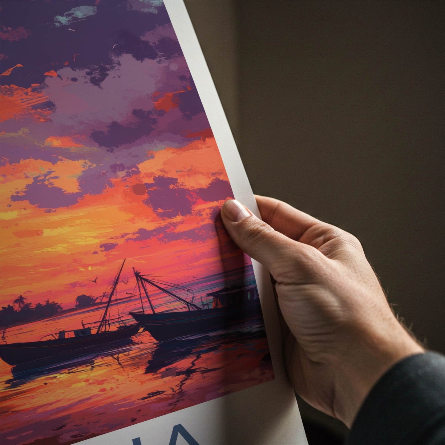 Jaffna Poster - Sri Lanka Travel Art - Tropical Sunset Boats Home Decor