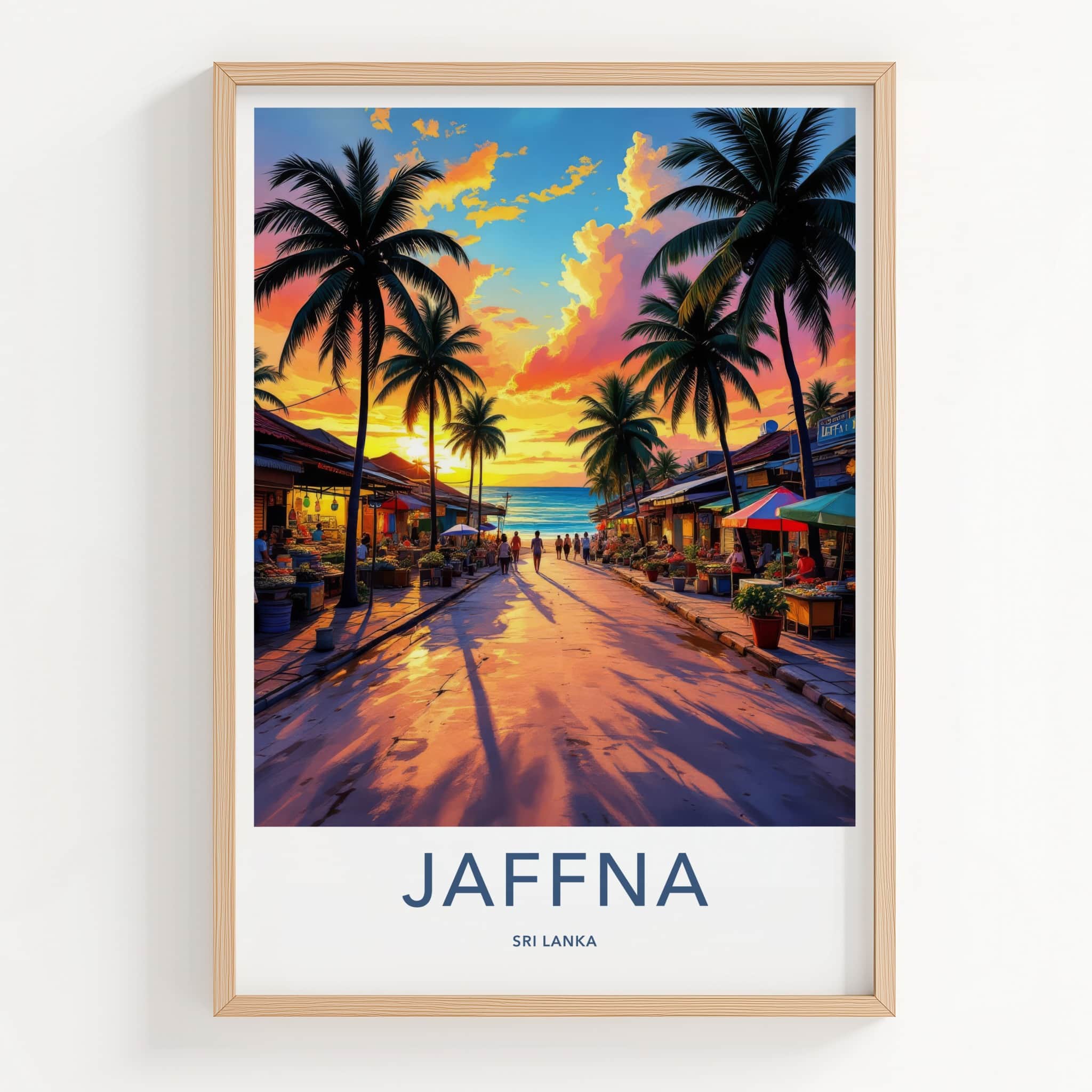 Jaffna Poster - Sri Lanka Travel Art - Tropical Sunset Street Home Decor