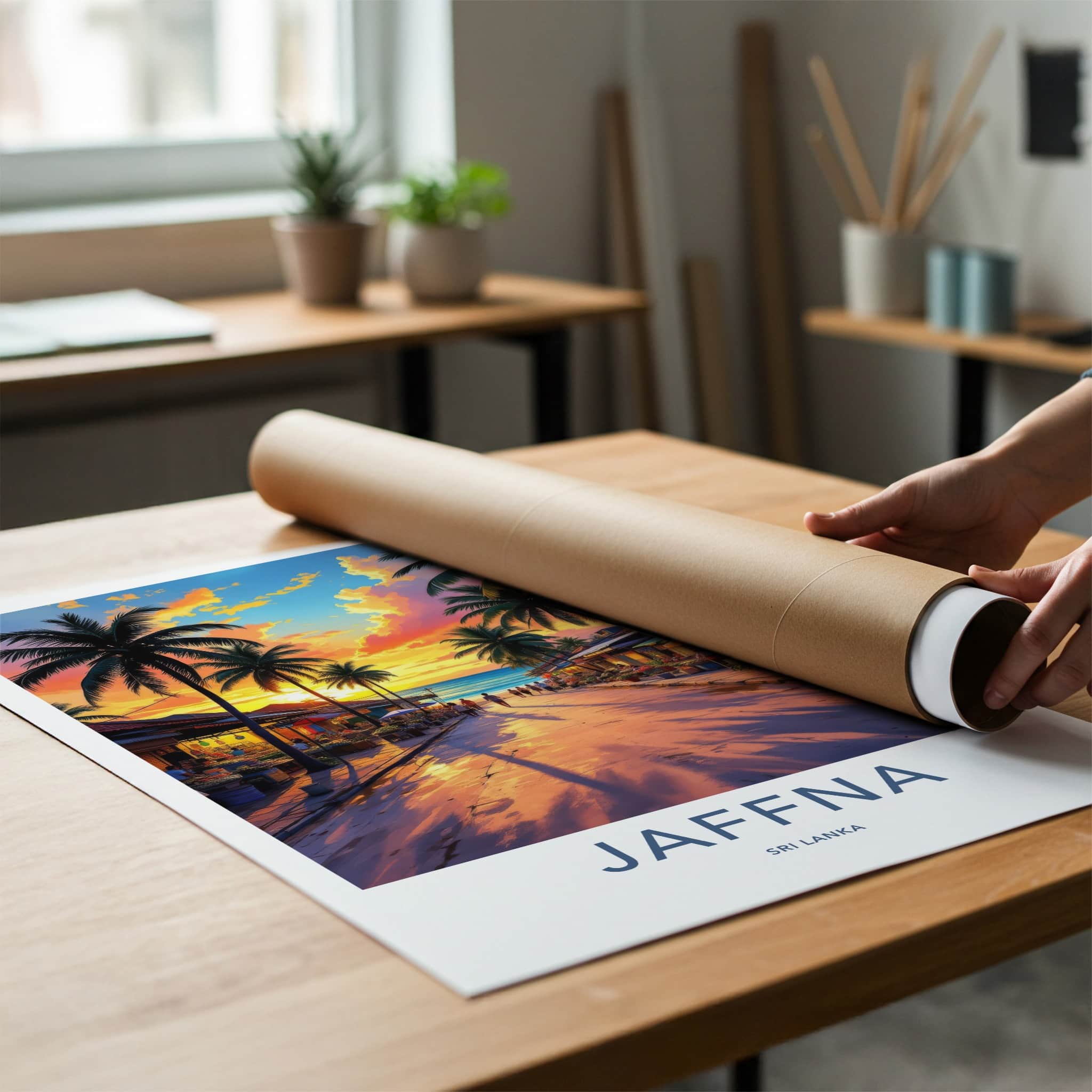 Jaffna Poster - Sri Lanka Travel Art - Tropical Sunset Street Home Decor