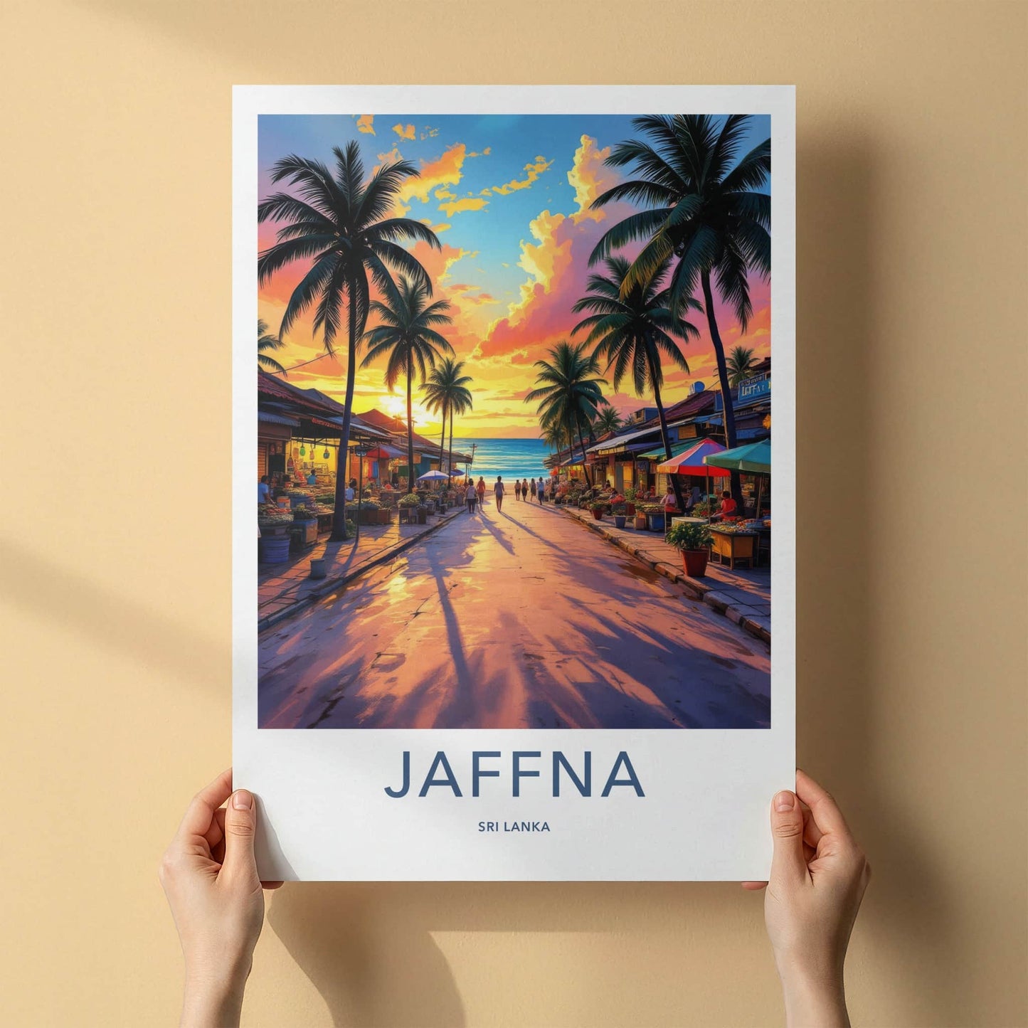 Jaffna Poster - Sri Lanka Travel Art - Tropical Sunset Street Home Decor