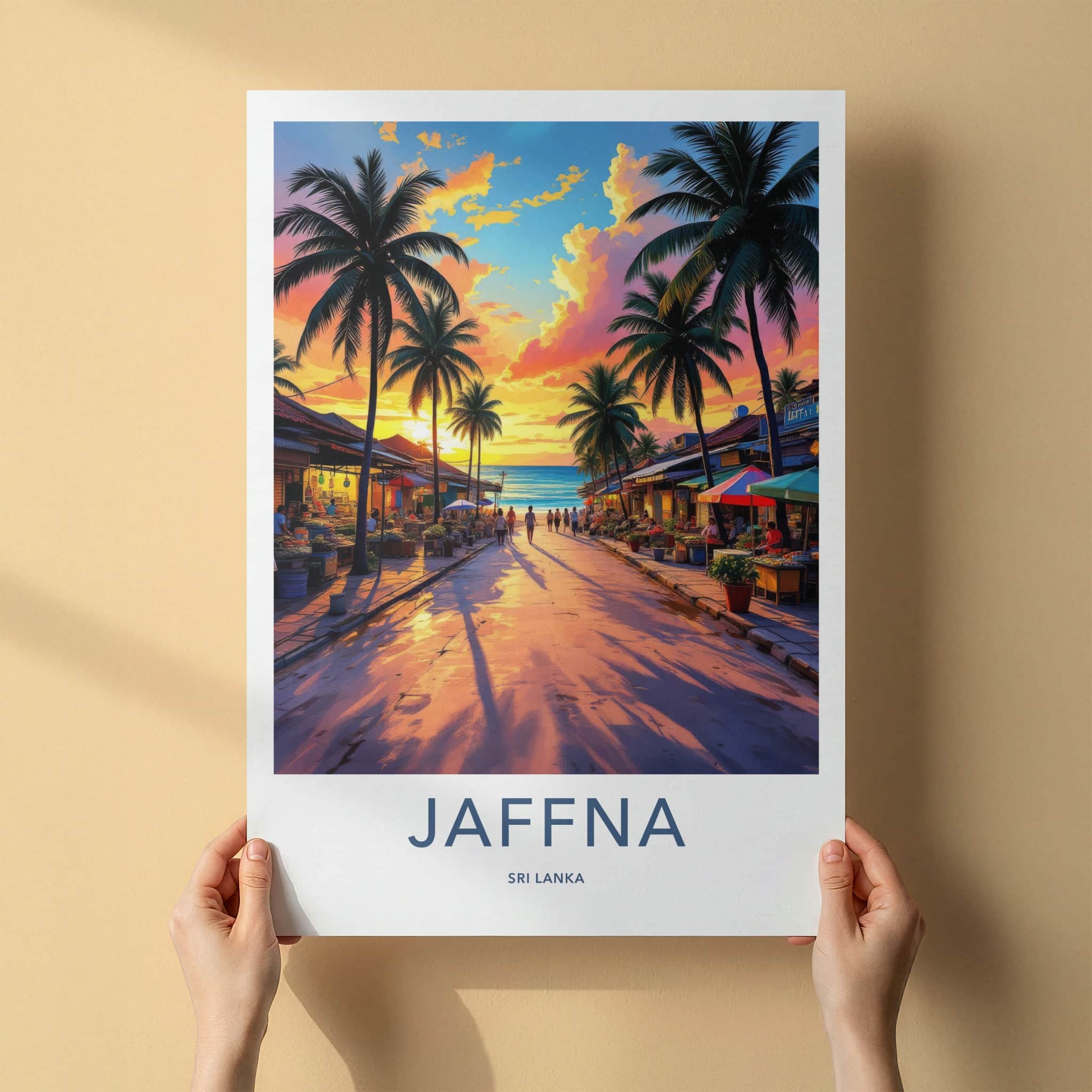 Jaffna Poster - Sri Lanka Travel Art - Tropical Sunset Street Home Decor