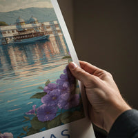 Jag Niwas Poster - India Rajasthan Palace Boat Travel Art Home Decor