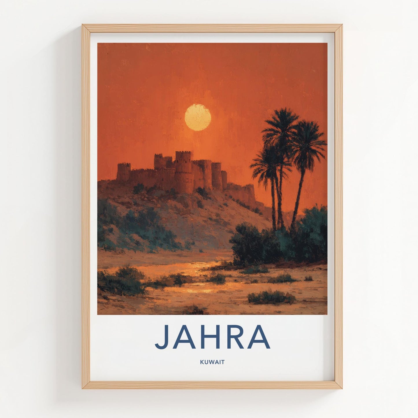 Jahra Poster - Kuwait Framed Print - Desert Fortress Sunset Lounge Decor