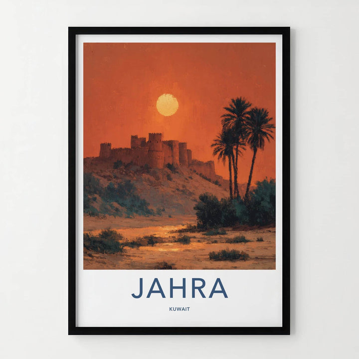 Jahra Poster - Kuwait Framed Print - Desert Fortress Sunset Lounge Decor