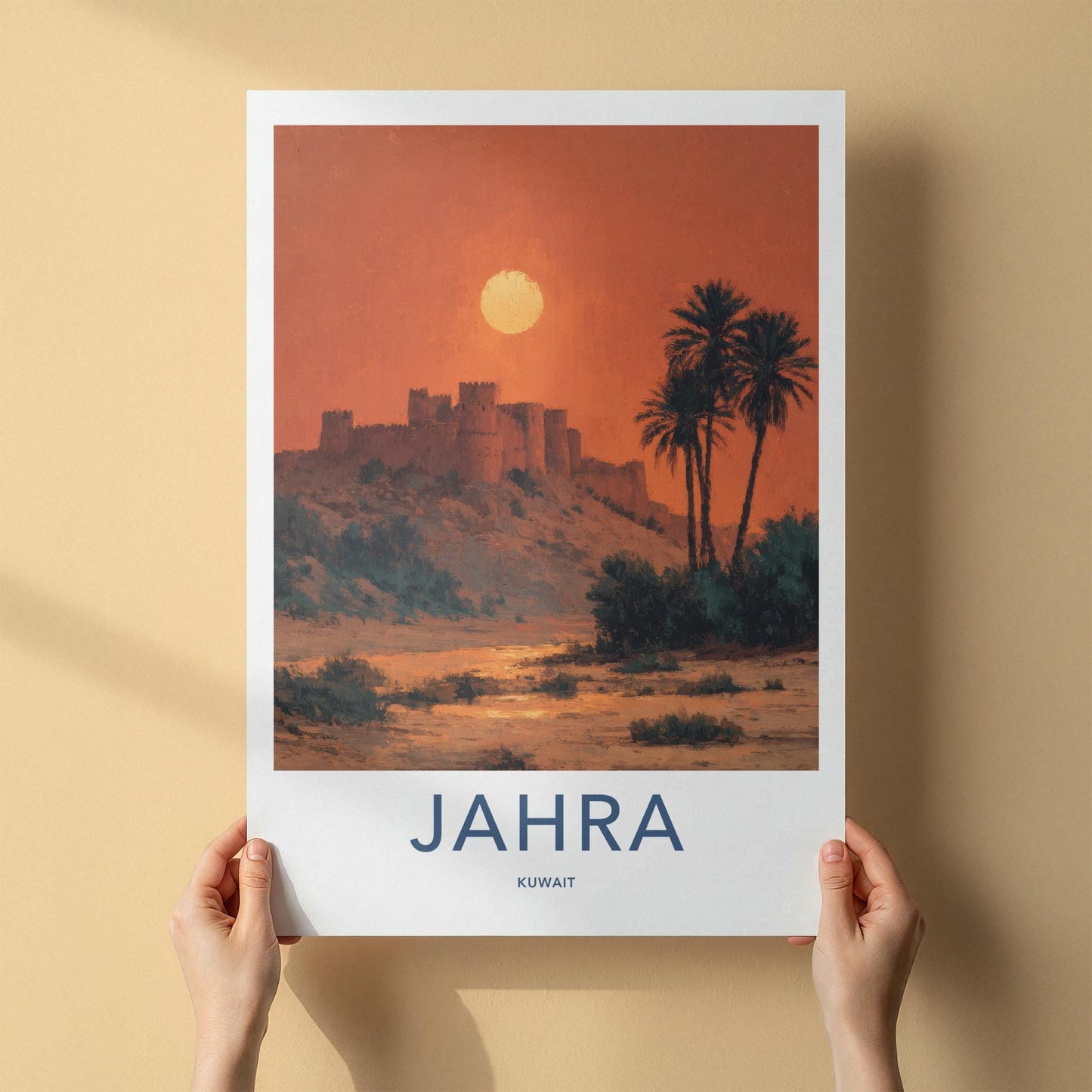 Jahra Poster - Kuwait Framed Print - Desert Fortress Sunset Lounge Decor