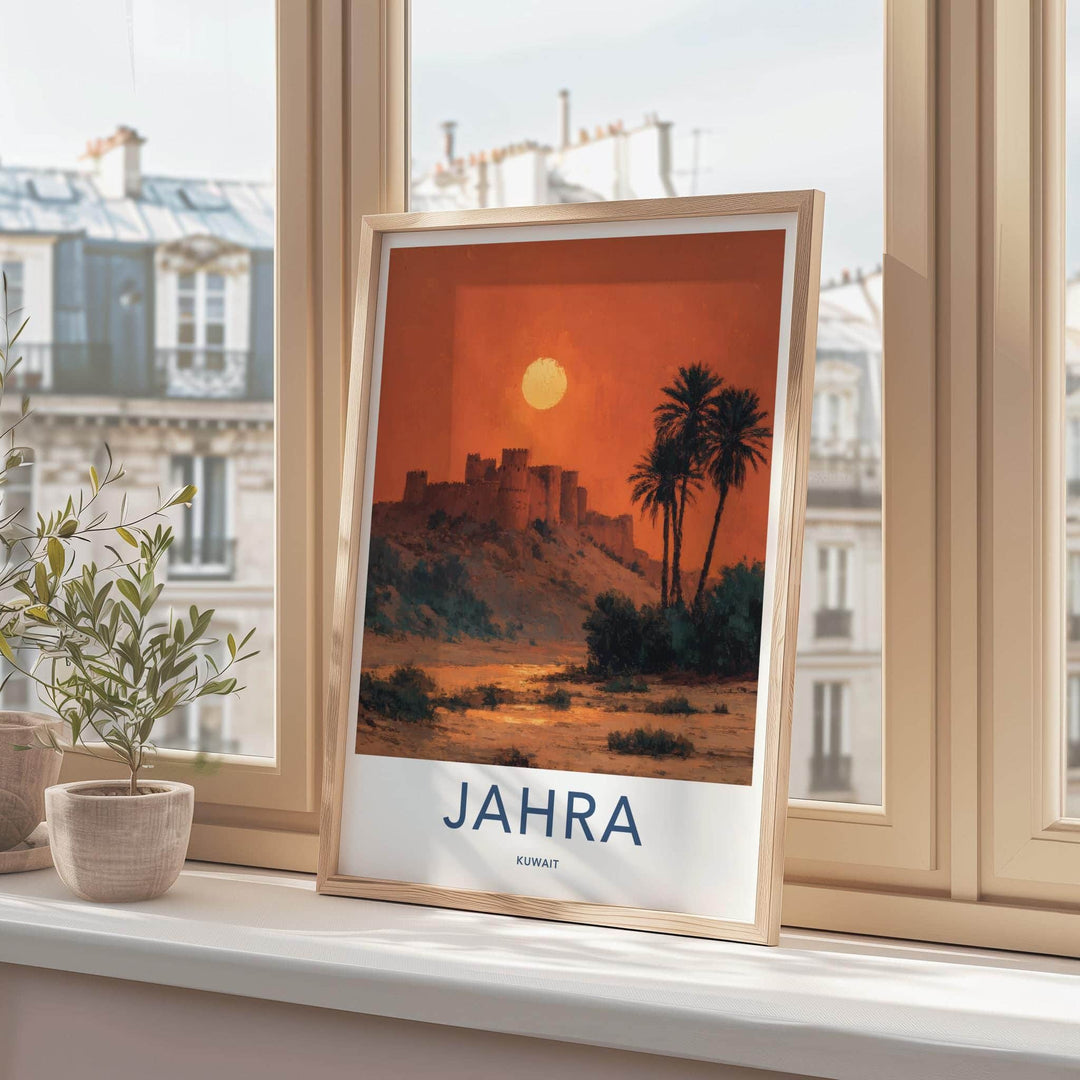 Jahra Poster - Kuwait Framed Print - Desert Fortress Sunset Lounge Decor