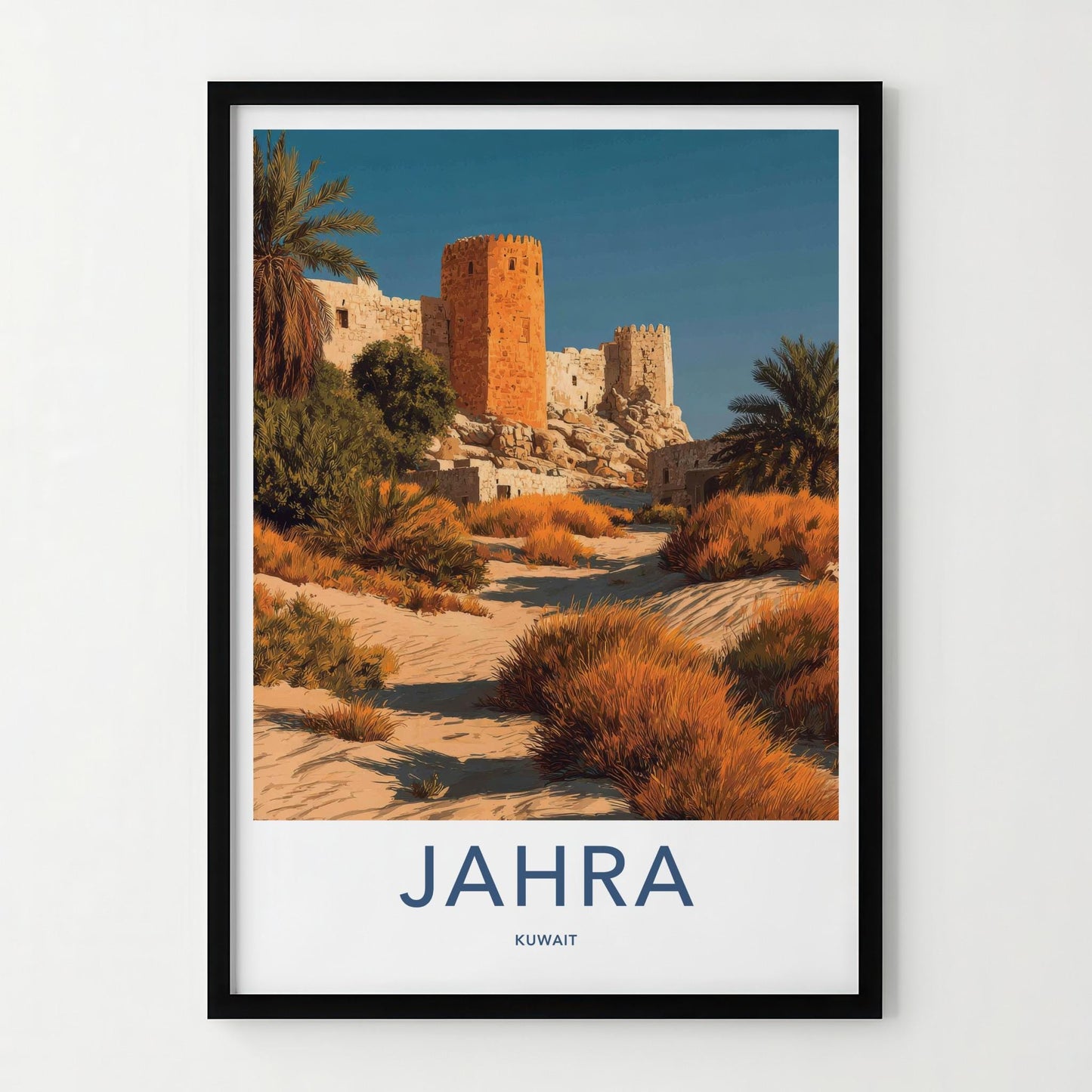 Jahra Poster - Kuwait Travel Art - Desert Fort Landscape Home Decor