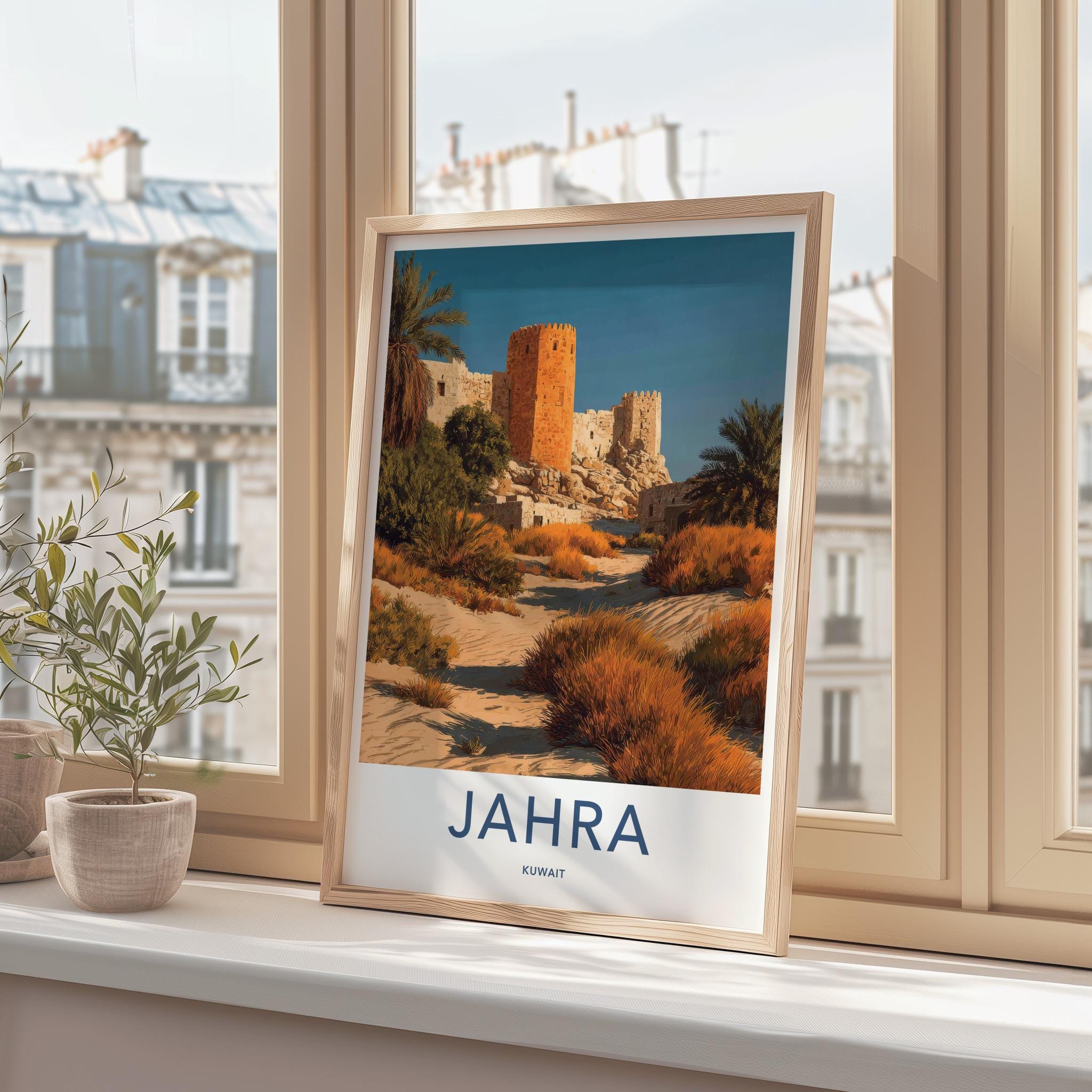 Jahra Poster - Kuwait Travel Art - Desert Fort Landscape Home Decor