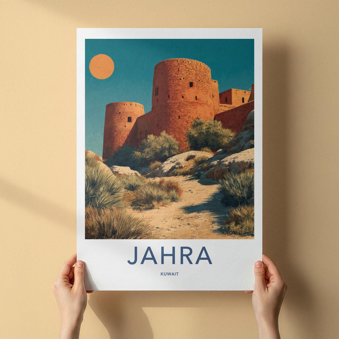 Jahra Poster - Kuwait Travel Art - Desert Fortified Towers Home Decor