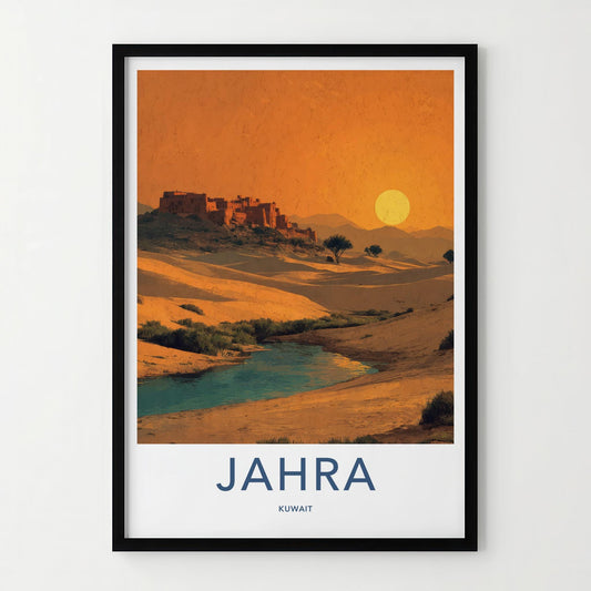 Jahra Poster - Kuwait Travel Art - Desert Oasis Sunset Home Decor