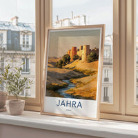 Jahra Poster - Kuwait Travel Art - Desert Stream Towers Wall Decor