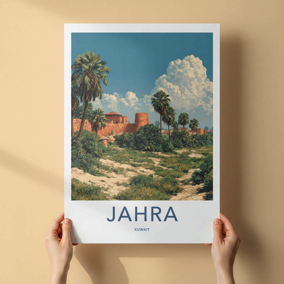 Jahra Poster - Kuwait Travel Print - Desert Fort Palms Lounge Decor