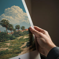 Jahra Poster - Kuwait Travel Print - Desert Fort Palms Lounge Decor