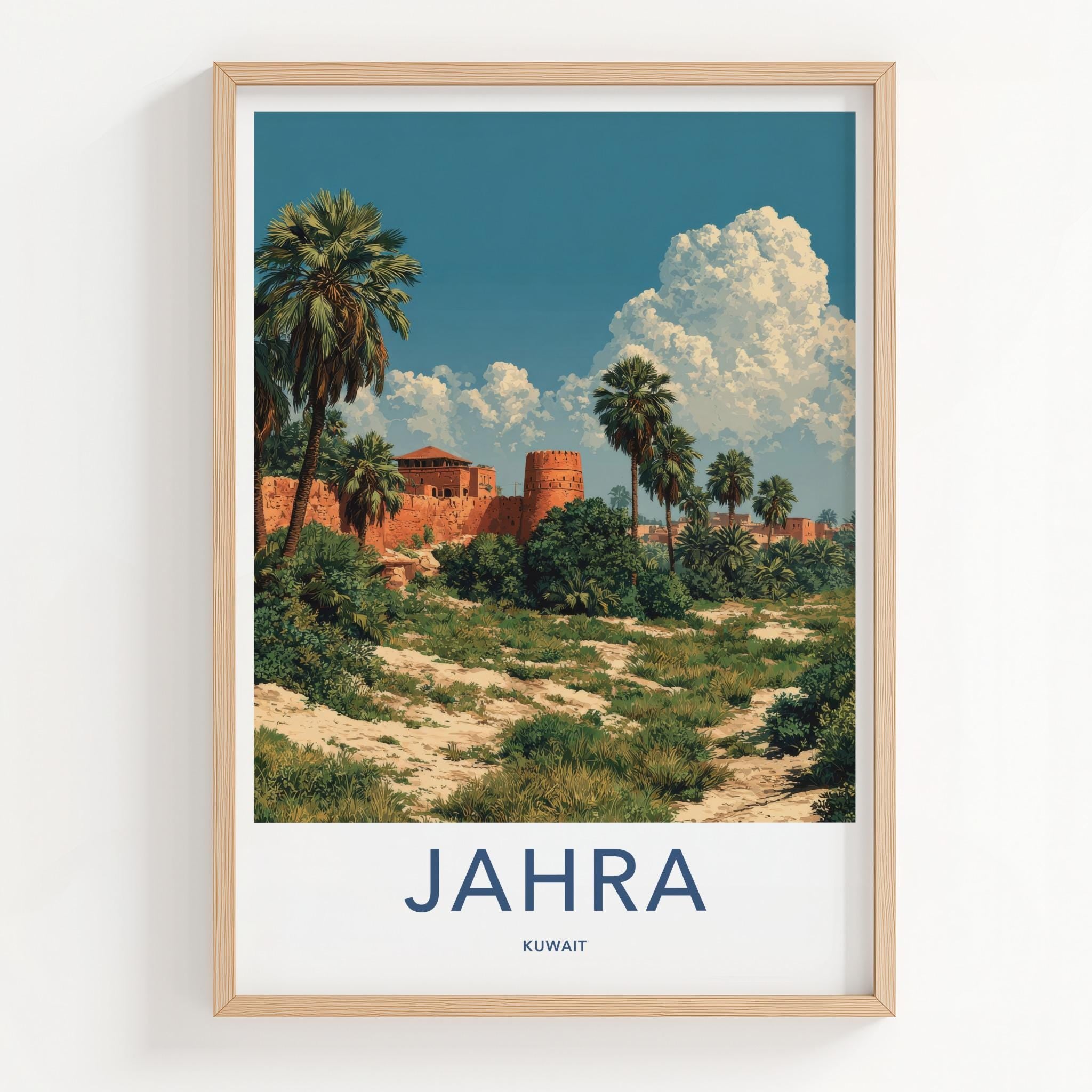Jahra Poster - Kuwait Travel Print - Desert Fort Palms Lounge Decor