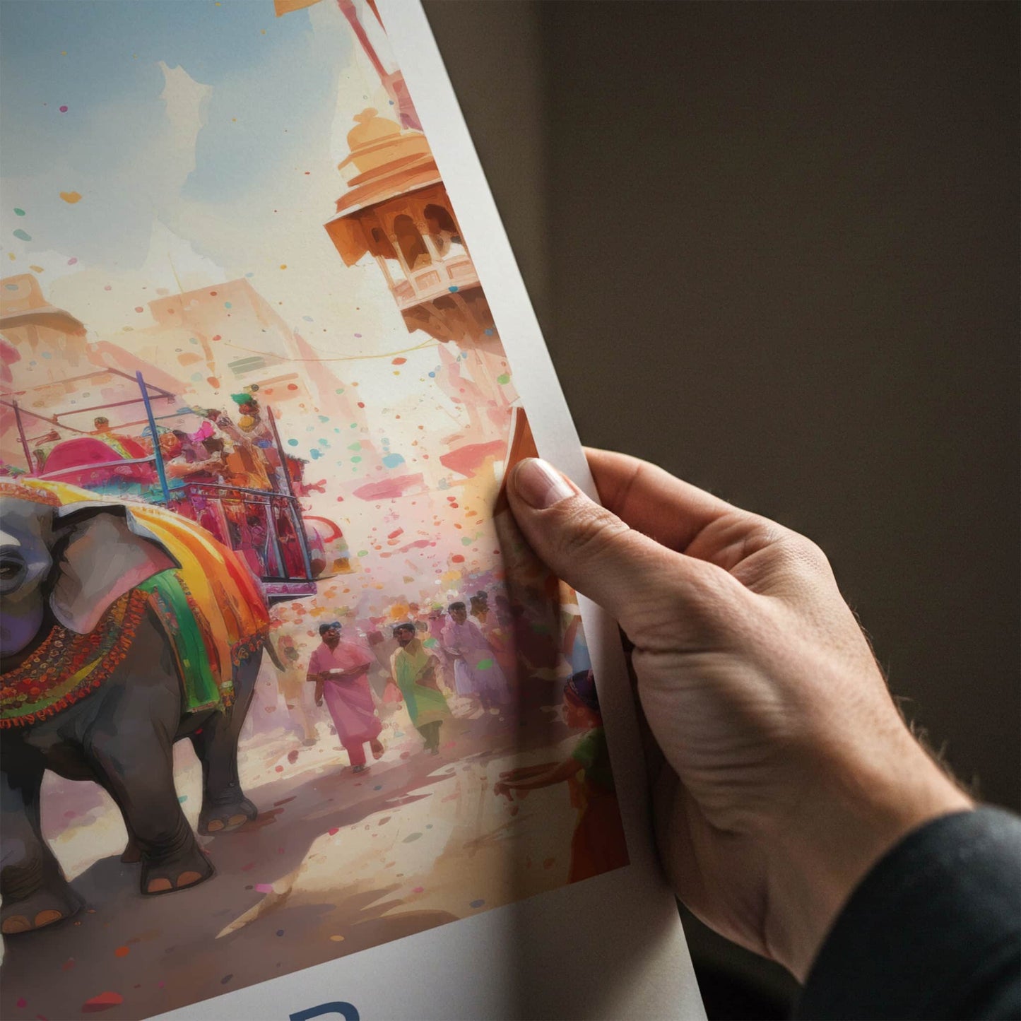 Jaipur Poster - India Framed Print - Rajasthan Elephant Festival Scene Framed Decor
