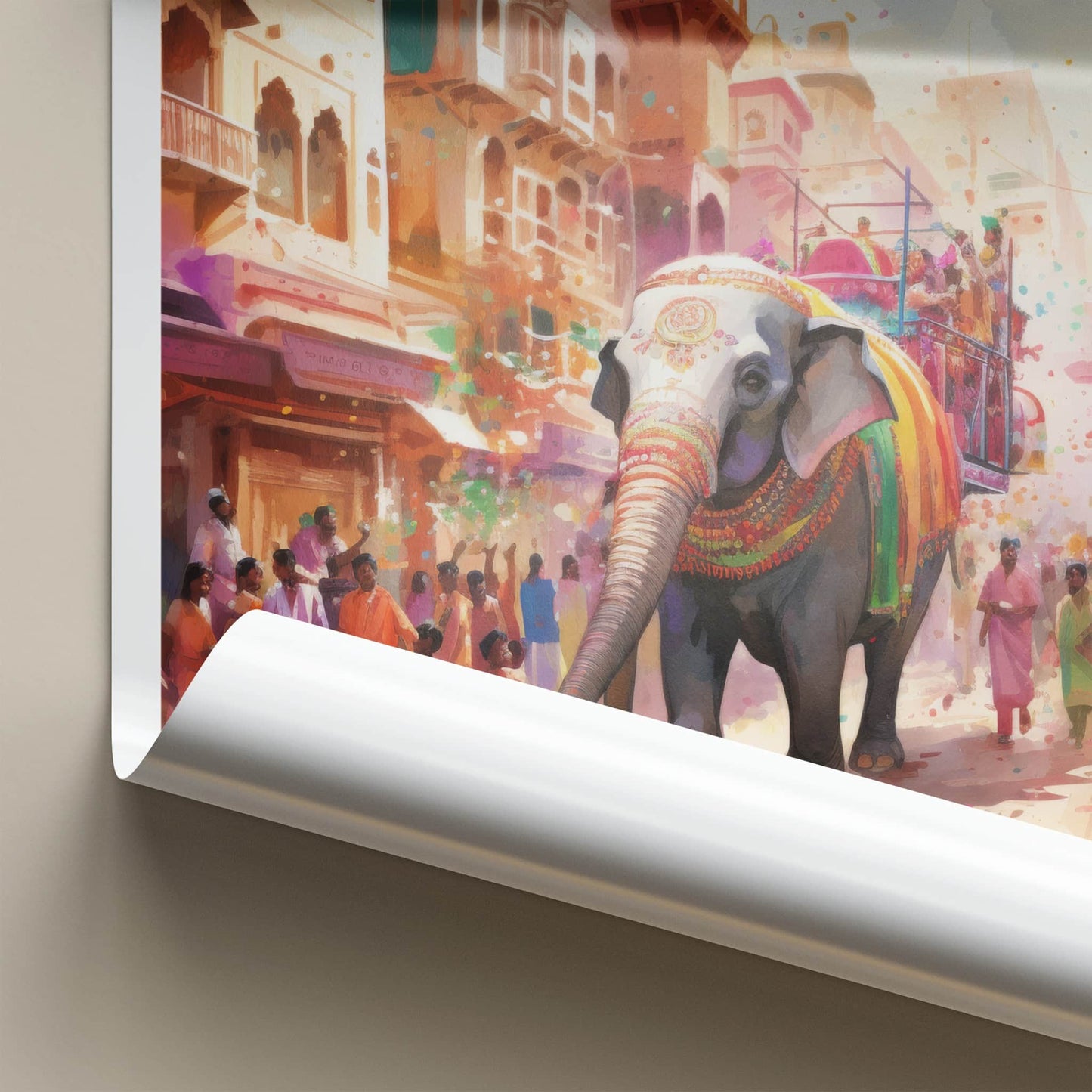 Jaipur Poster - India Framed Print - Rajasthan Elephant Festival Scene Framed Decor