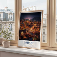Jaipur Poster - India Travel Art - Rajasthan Evening Lights Home Decor