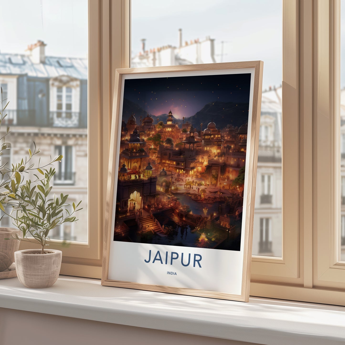 Jaipur Poster - India Travel Art - Rajasthan Evening Lights Home Decor