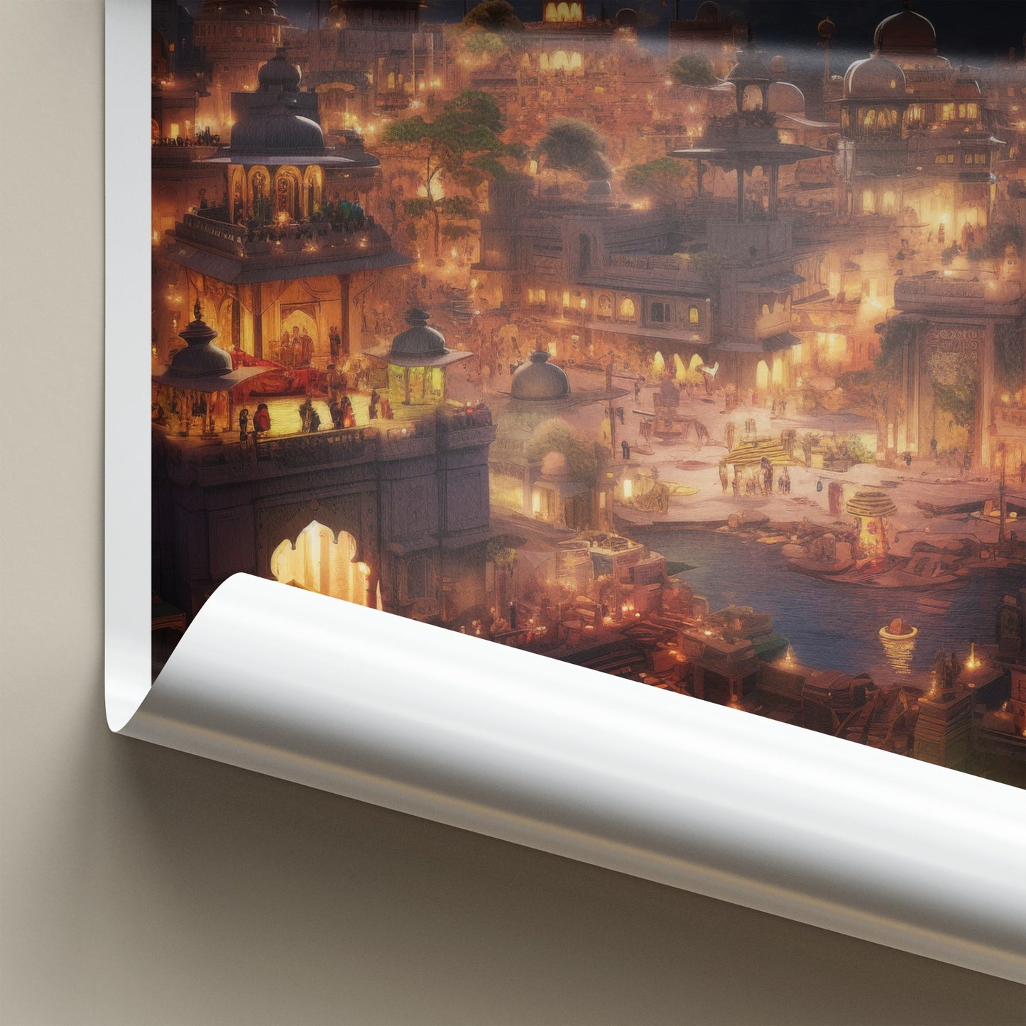 Jaipur Poster - India Travel Art - Rajasthan Evening Lights Home Decor