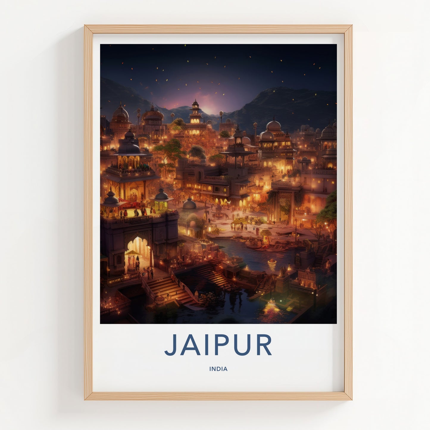 Jaipur Poster - India Travel Art - Rajasthan Evening Lights Home Decor