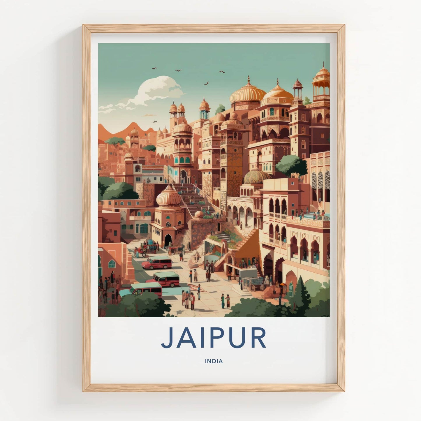 Jaipur Poster - India Travel Art - Rajasthan Ornate Domes Home Decor