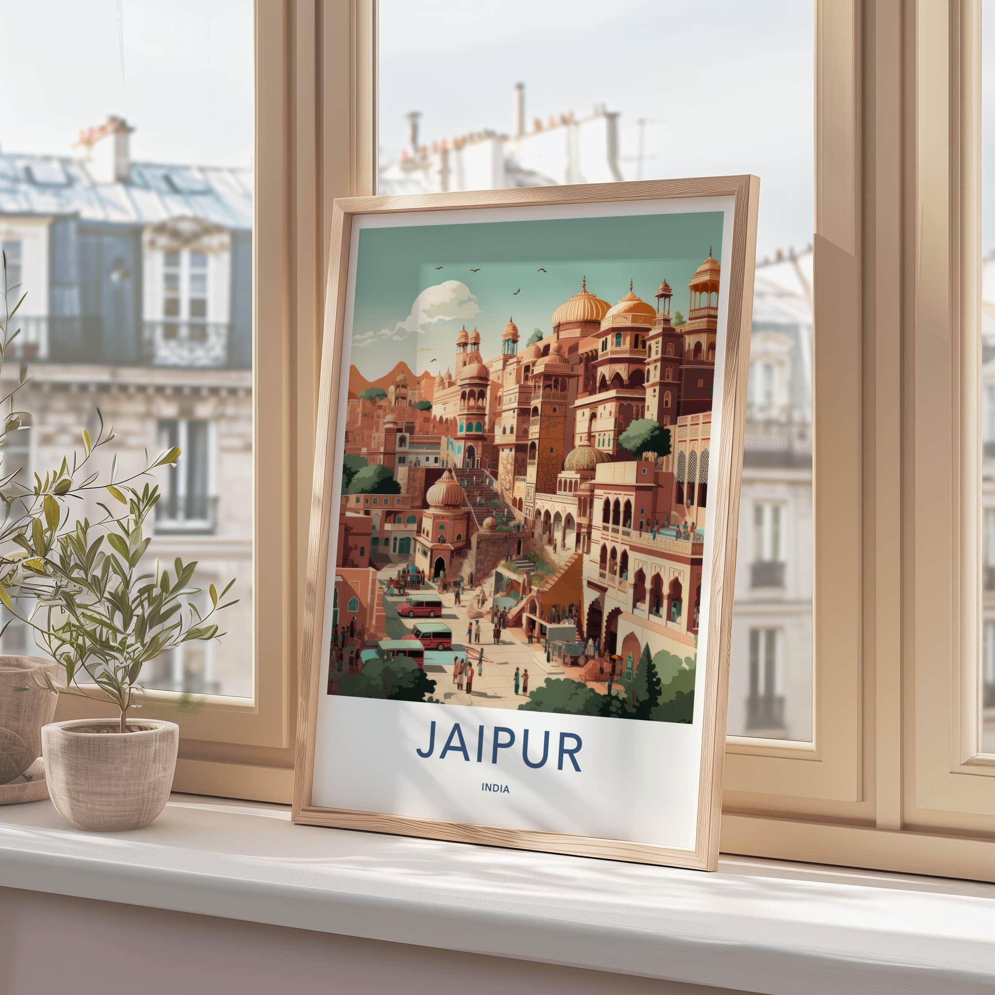 Jaipur Poster - India Travel Art - Rajasthan Ornate Domes Home Decor