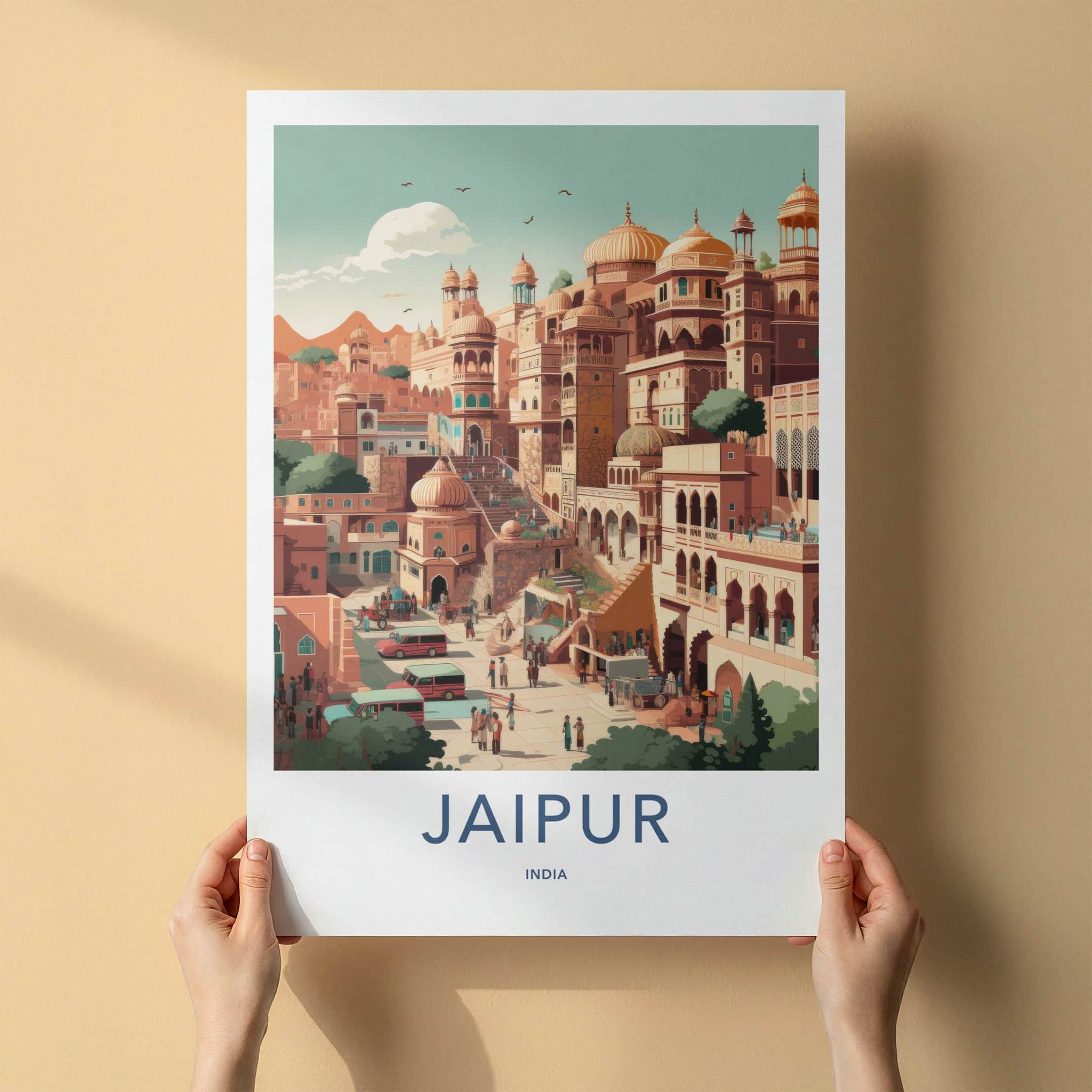 Jaipur Poster - India Travel Art - Rajasthan Ornate Domes Home Decor