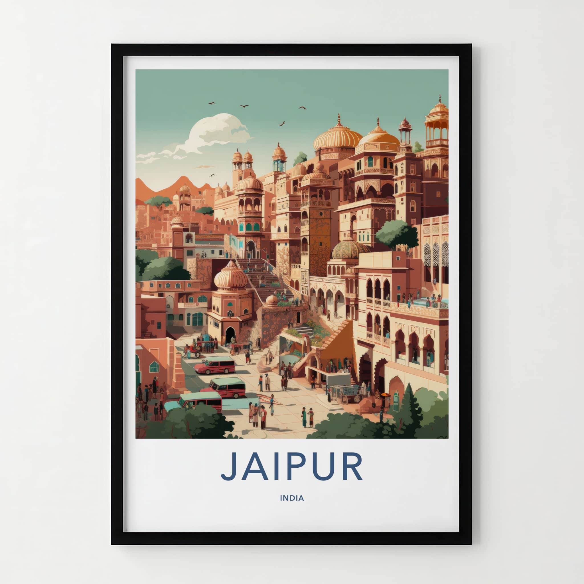 Jaipur Poster - India Travel Art - Rajasthan Ornate Domes Home Decor