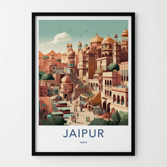 Jaipur Poster - India Travel Art - Rajasthan Ornate Domes Home Decor