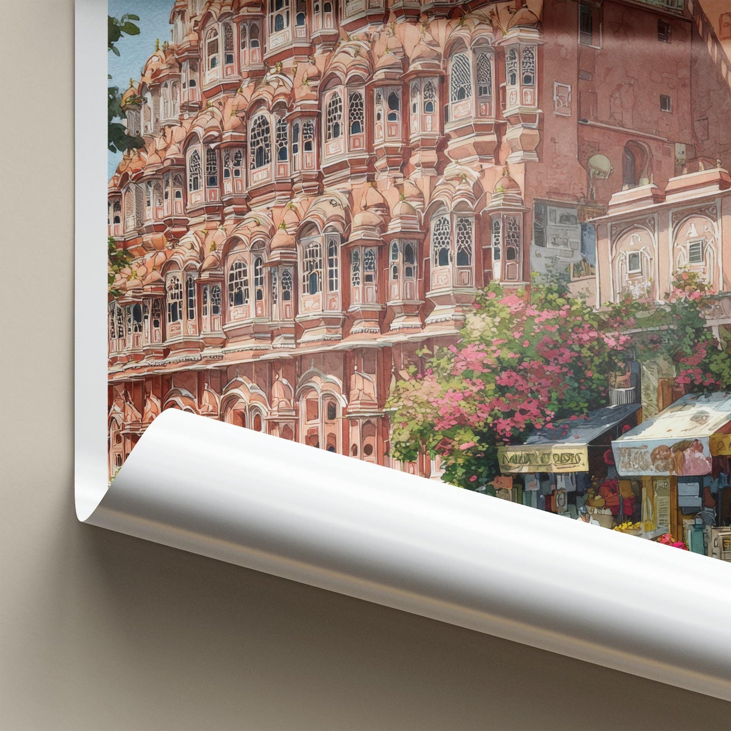 Jaipur Poster - India Travel Art - Rajasthan Ornate Pink Palace Home Decor