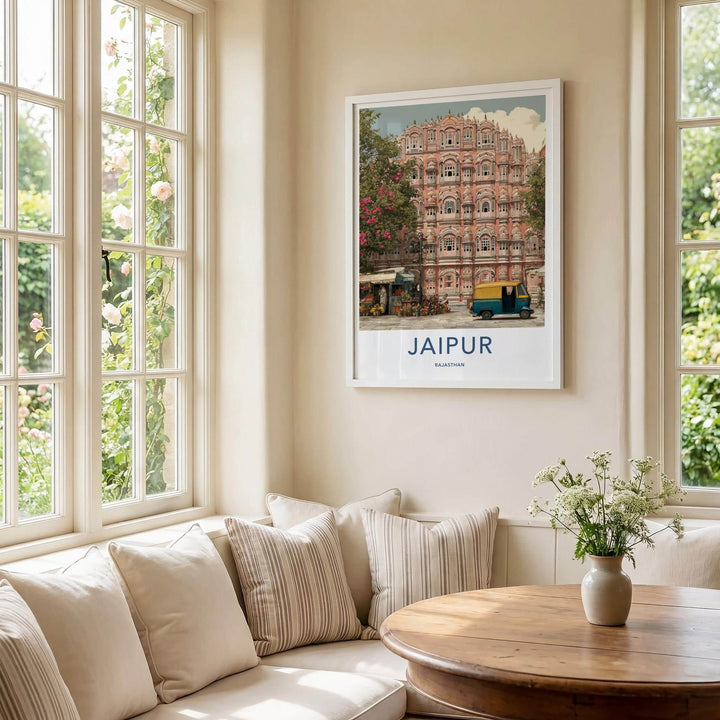 Jaipur Poster - India Travel Art - Rajasthan Pink Palace Facade Home Decor