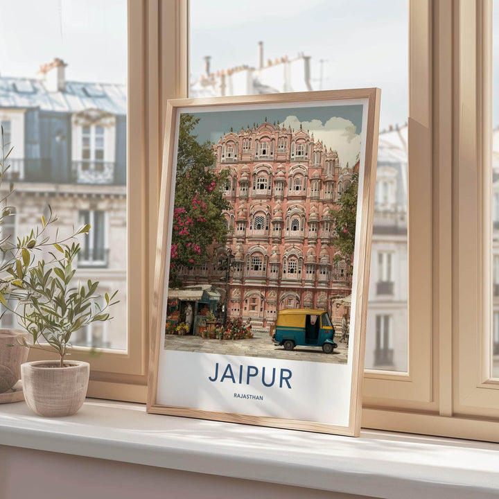 Jaipur Poster - India Travel Art - Rajasthan Pink Palace Facade Home Decor