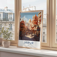Jaipur Poster - India Travel Art - Rajasthan Sunny Market View Home Decor