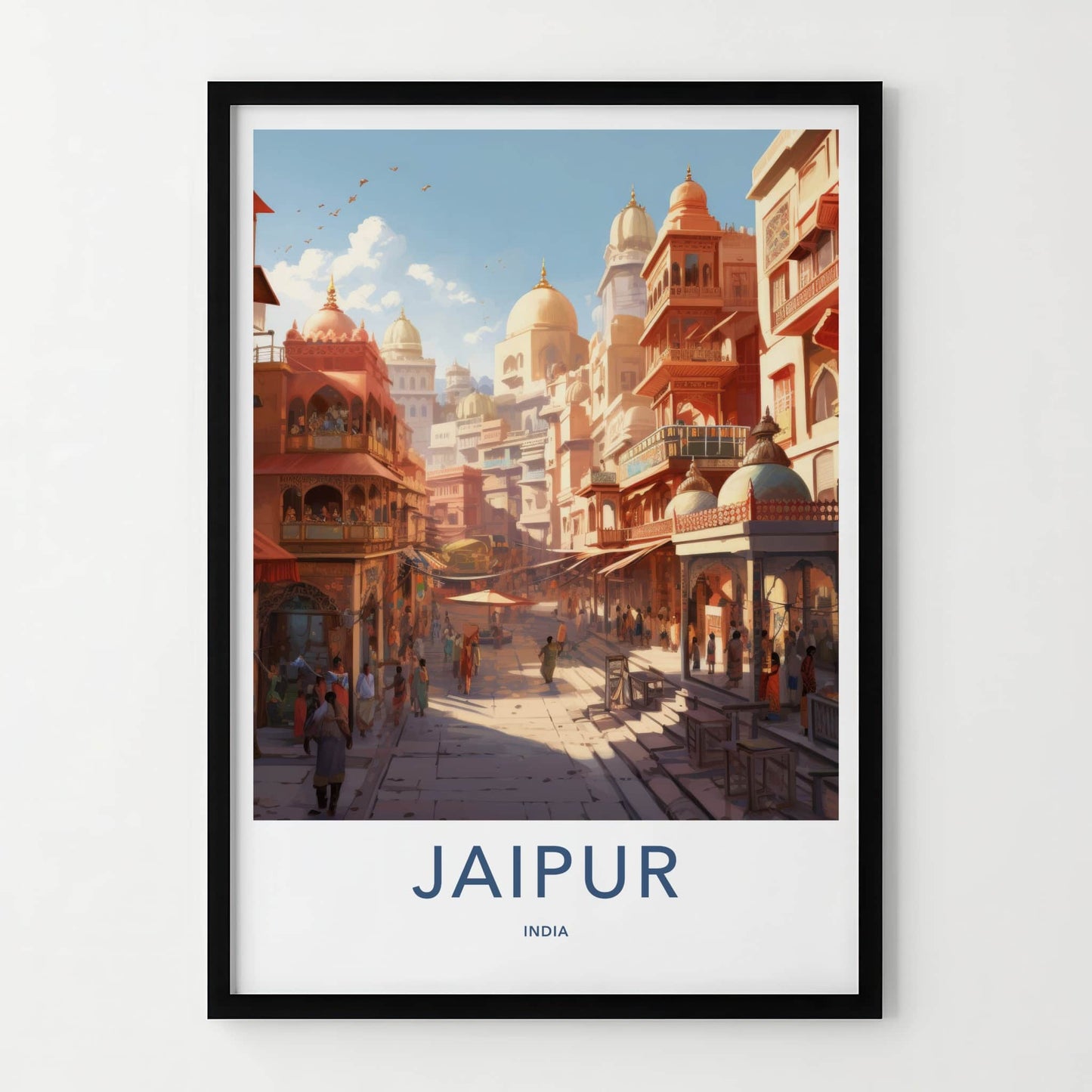 Jaipur Poster - India Travel Art - Rajasthan Sunny Market View Home Decor