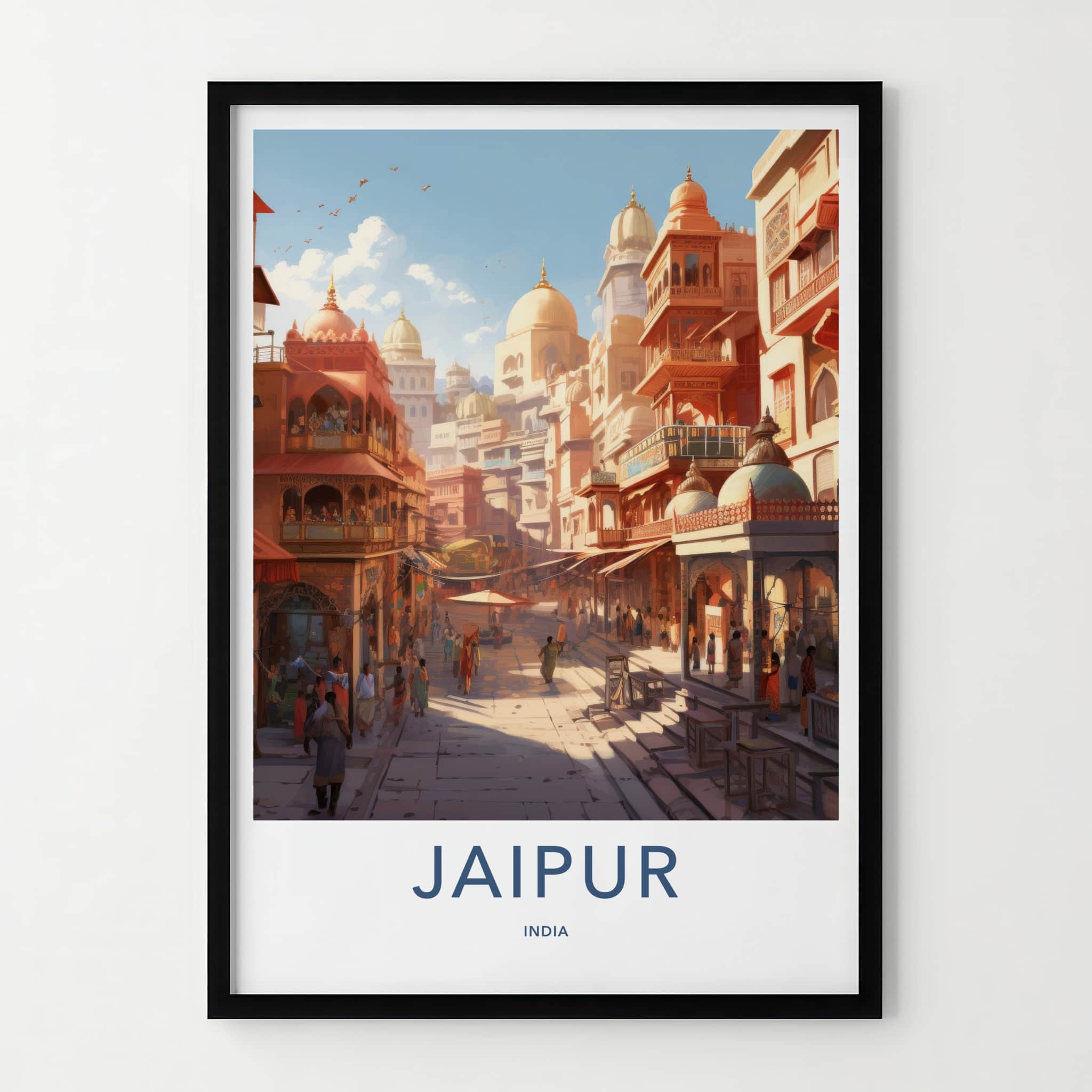 Jaipur Poster - India Travel Art - Rajasthan Sunny Market View Home Decor