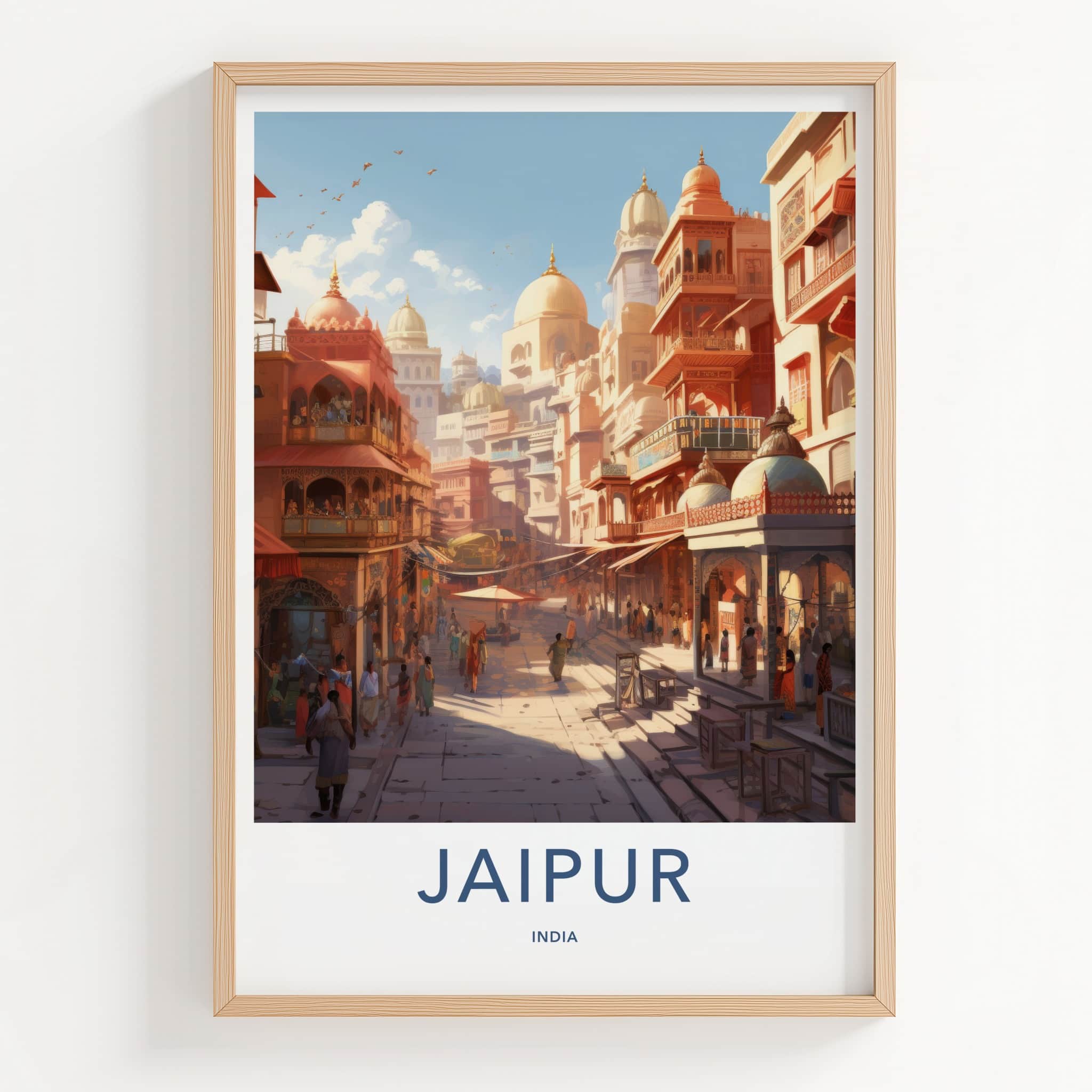 Jaipur Poster - India Travel Art - Rajasthan Sunny Market View Home Decor