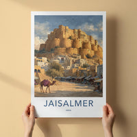Jaisalmer Poster - India Travel Art - Rajasthan Desert Fort Camel Wall Decor