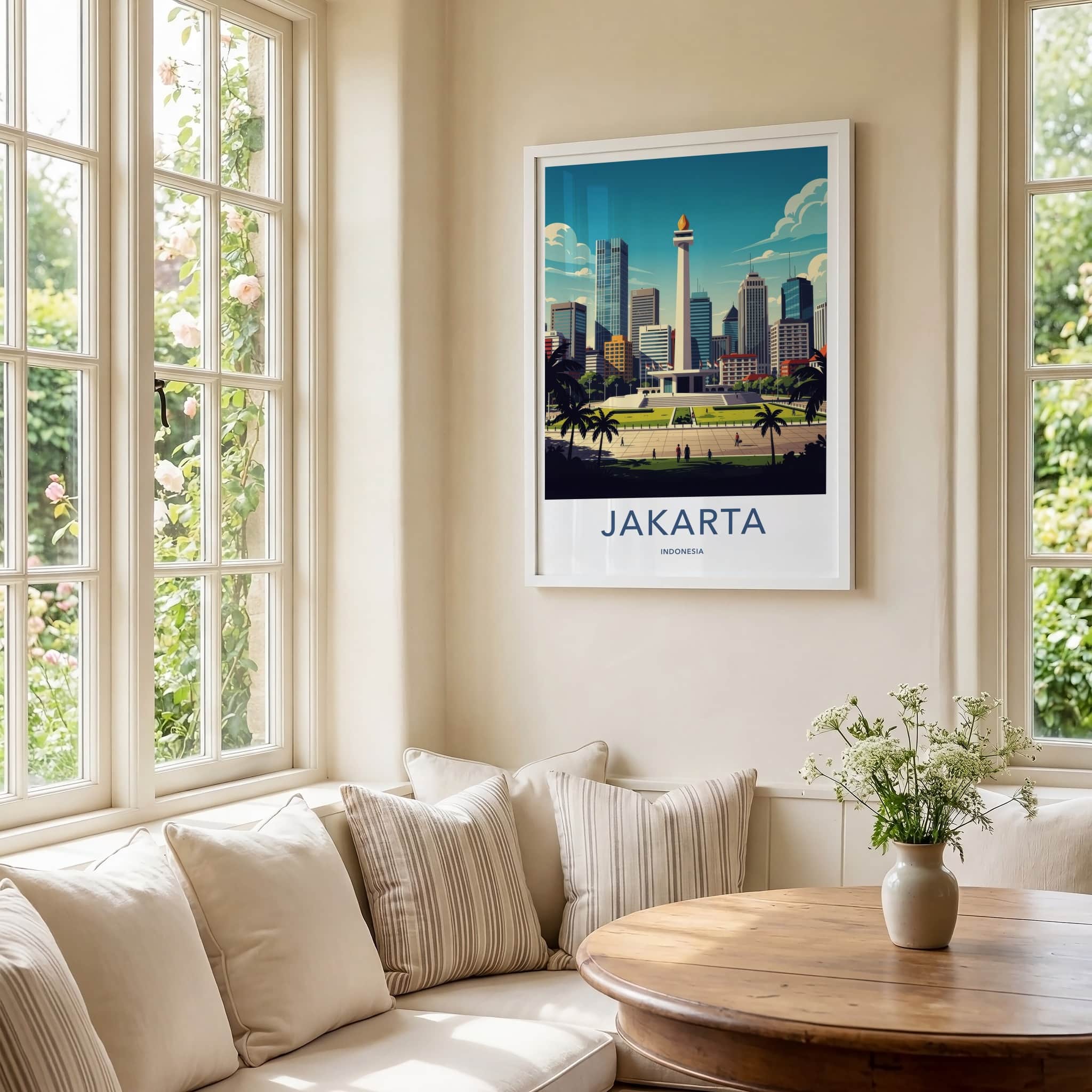 Jakarta Poster - Indonesia Art Print - Monument City Sky Gift