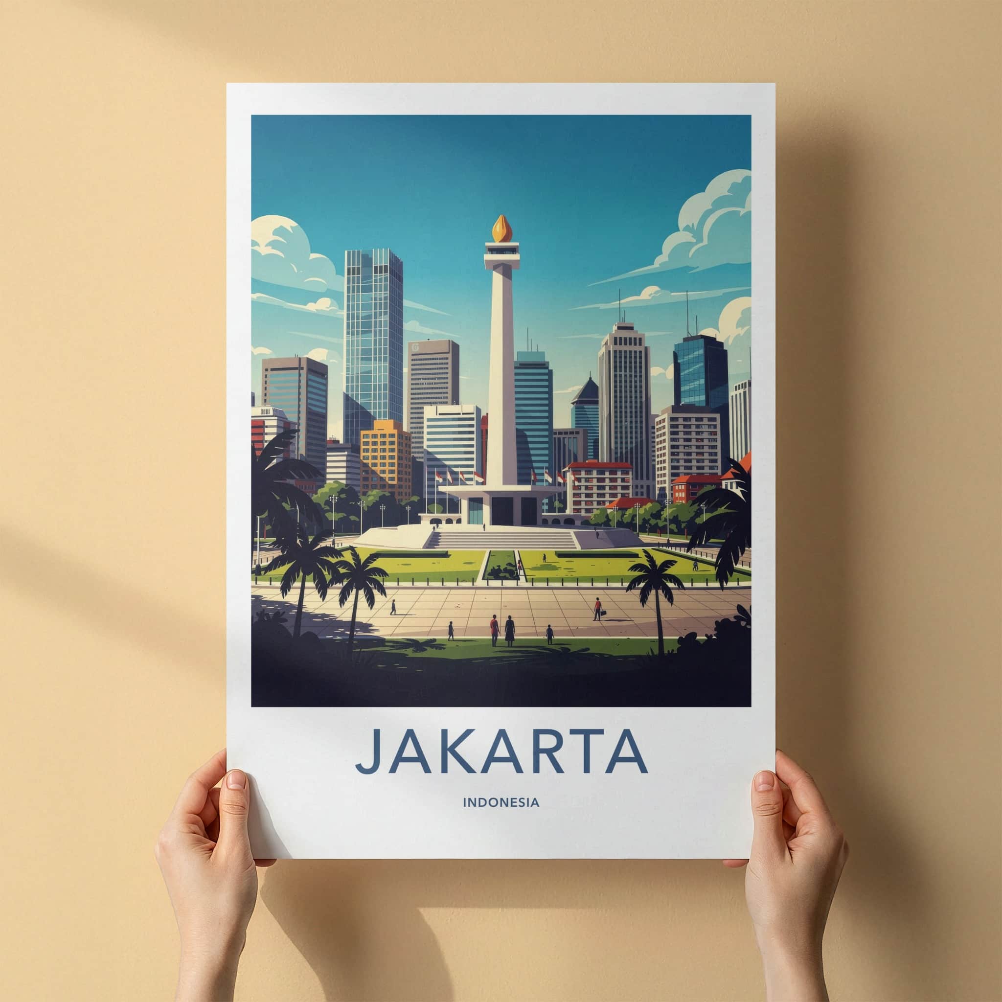 Jakarta Poster - Indonesia Art Print - Monument City Sky Gift