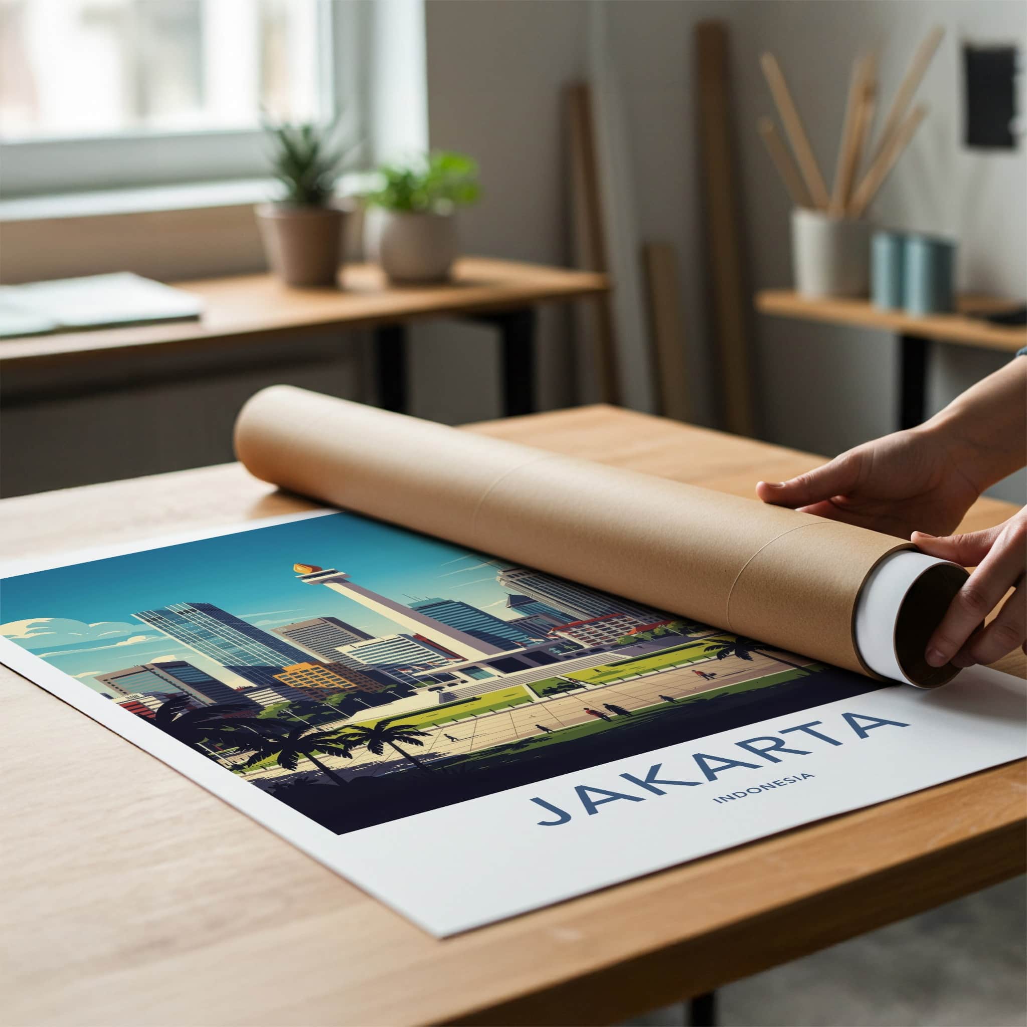 Jakarta Poster - Indonesia Art Print - Monument City Sky Gift